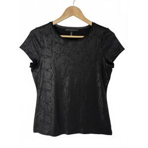 White House Black Market Black Snake Print Short Sleeve Top Women's size medium